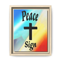 Peace Cross Sign Rainbow Background Matte Canvas Framed | Religious Wall Art