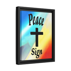 Peace Cross Sign Rainbow Background Matte Canvas Framed | Religious Wall Art