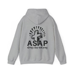 Heavy Blend Hooded Sweatshirt "ASAP" Printed on Back Black font