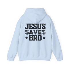 Heavy Blend Hoodie Sweatshirt "Jesus Saves Bro" black graphic