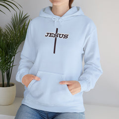 Heavy Blend Hoodie Sweatshirt "Jesus Cross" brown graphic