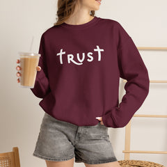 Heavy Blend Crewneck Sweatshirt "Trust" white graphic
