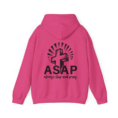Heavy Blend Hooded Sweatshirt "ASAP" Printed on Back Black font