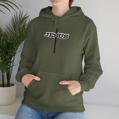Heavy Blend Hoodie Sweatshirt "Jesus Cross" brown graphic