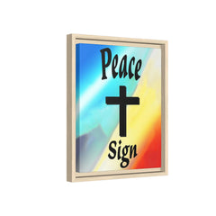 Peace Cross Sign Rainbow Background Matte Canvas Framed | Religious Wall Art