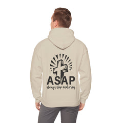 Heavy Blend Hooded Sweatshirt "ASAP" Printed on Back Black font