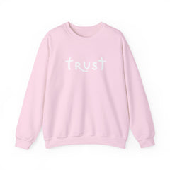 Heavy Blend Crewneck Sweatshirt "Trust" white graphic