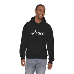 Heavy Blendβ’ Hooded Sweatshirt "Peace" white font