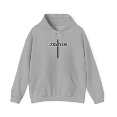 Heavy Blend Hoodie Sweatshirt "Jesus Cross" brown graphic