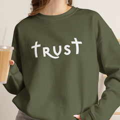 Heavy Blend Crewneck Sweatshirt "Trust" white graphic