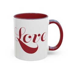Love Script Mug | Accent Coffee Mug, Red Interior & Handle