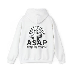 Heavy Blend Hooded Sweatshirt "ASAP" Printed on Back Black font