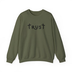 Heavy Blend Crewneck Sweatshirt "Trust" black graphic