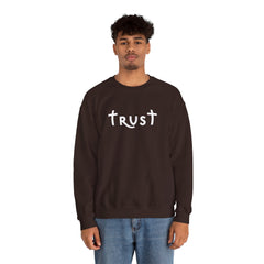 Heavy Blend Crewneck Sweatshirt "Trust" white graphic