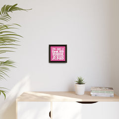 I'm Just A Cool Kid Framed Canvas Wall Art Inspirational Christian Decor Pink Theme