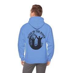 Heavy Blend Hooded Sweatshirt "Alive in the River" Printed on Back Black Font