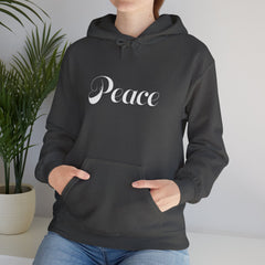 Heavy Blendβ’ Hooded Sweatshirt "Peace" white font