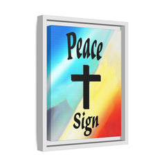 Peace Cross Sign Rainbow Background Matte Canvas Framed | Religious Wall Art
