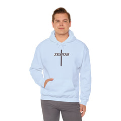 Heavy Blend Hoodie Sweatshirt "Jesus Cross" brown graphic