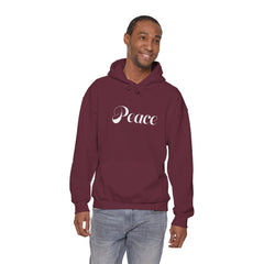 Heavy Blendβ’ Hooded Sweatshirt "Peace" white font