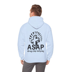 Heavy Blend Hooded Sweatshirt "ASAP" Printed on Back Black font