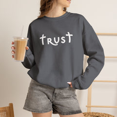 Heavy Blend Crewneck Sweatshirt "Trust" white graphic