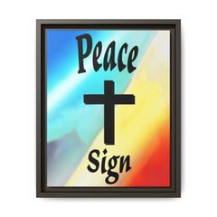 Peace Cross Sign Rainbow Background Matte Canvas Framed | Religious Wall Art