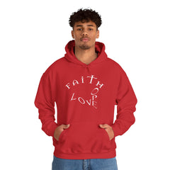 Heavy Blend Hooded Sweatshirt "Faith Hope Love" white font