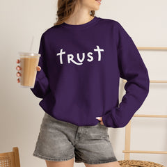 Heavy Blend Crewneck Sweatshirt "Trust" white graphic