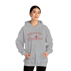 Heavy Blend Hooded Sweatshirt "Merry Christmas" font 1
