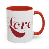 Love Script Mug | Accent Coffee Mug, Red Interior & Handle