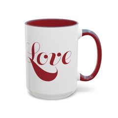 Love Script Mug | Accent Coffee Mug, Red Interior & Handle