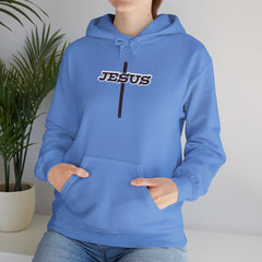 Heavy Blend Hoodie Sweatshirt "Jesus Cross" brown graphic