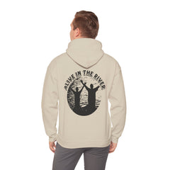 Heavy Blend Hooded Sweatshirt "Alive in the River" Printed on Back Black Font