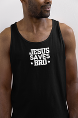 Bella & Canvas Jersey Tank "Jesus Saves Bro" white graphic