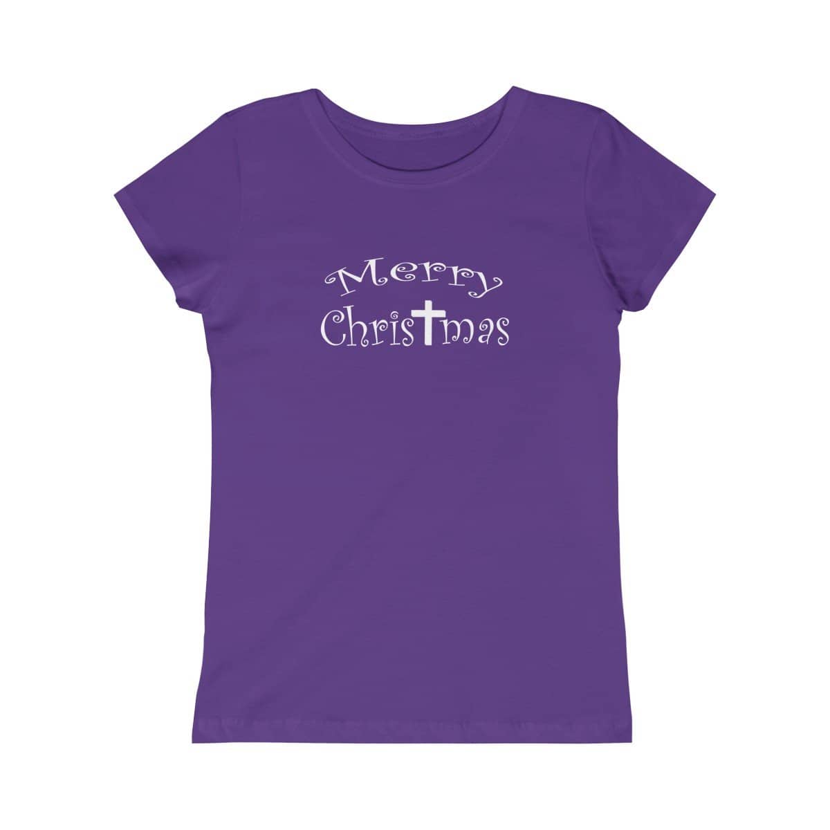 Girls Princess Tee "Merry Christmas" in 7 Colors and 5 Sizes (4339515490398)