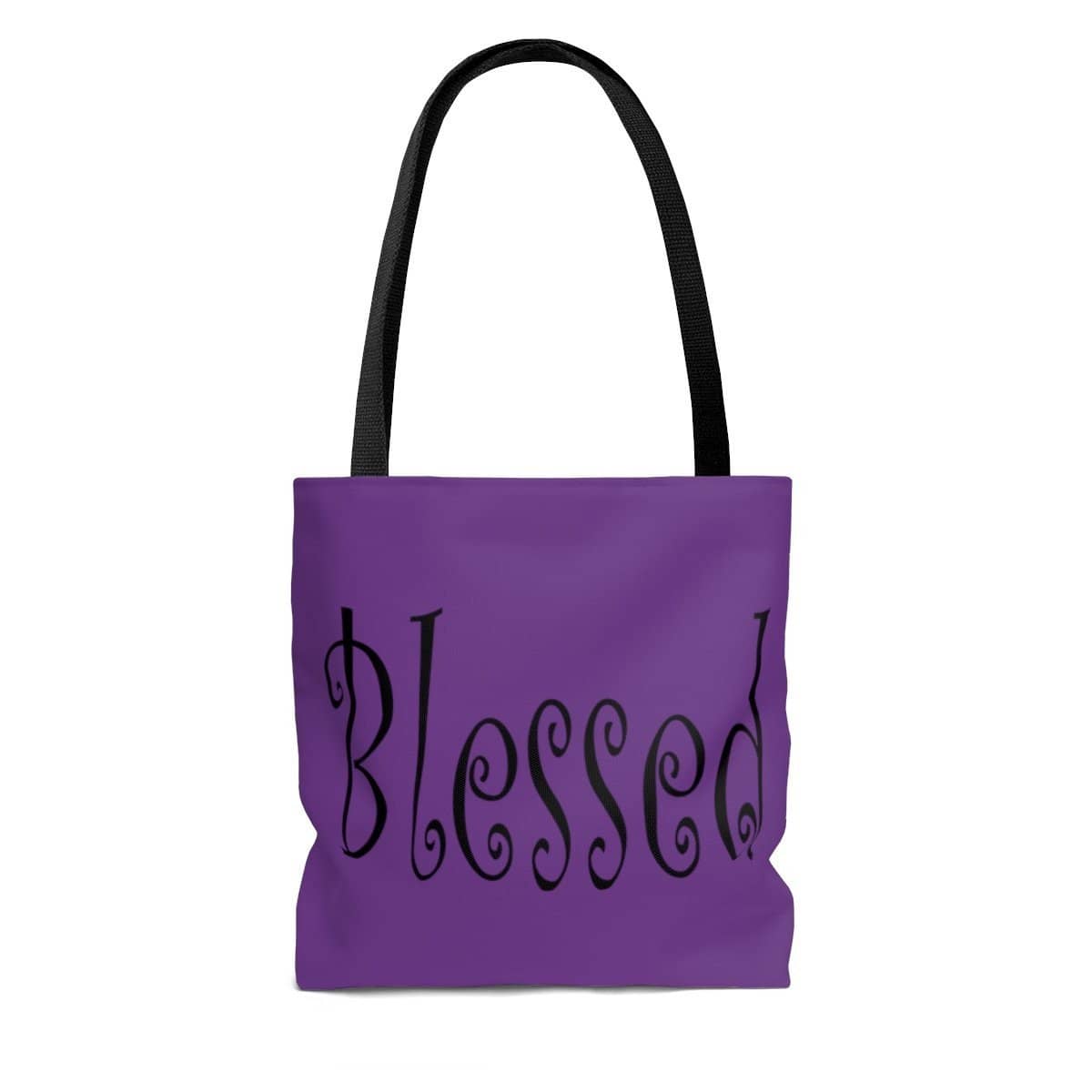 AOP Tote Bag Purple "Blessed" Printed on both sides in 3 Sizes (3471136653412)