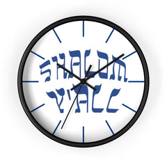 Wall Clock "Shalom Y'all" blue font