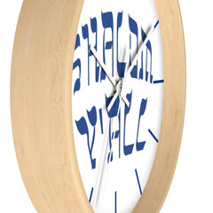 Wall Clock "Shalom Y'all" blue font
