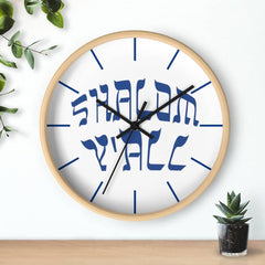 Wall Clock "Shalom Y'all" blue font