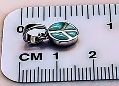 Natural Larimar Peace Sign 925 Sterling Silver Charm (4783775514718)