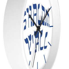 Wall Clock "Shalom Y'all" blue font