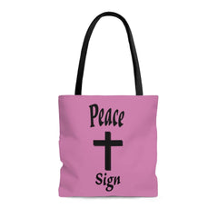 AOP Tote Bag "Peace Sign" in Pink in 3 Sizes
