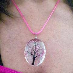 Tree of Life Dried Flower Necklace Glass Oval Terrarium in 10 Colors Free Shipping from USA (3936682836062)