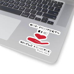 Kiss-Cut Stickers "God Protects the Simple Hearted" White or Transparent Background in 4 Sizes (3506861310052)