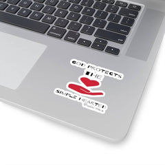 Kiss-Cut Stickers "God Protects the Simple Hearted" White or Transparent Background in 4 Sizes (3506861310052)