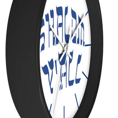 Wall Clock "Shalom Y'all" blue font
