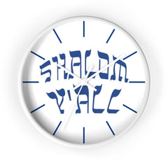 Wall Clock "Shalom Y'all" blue font