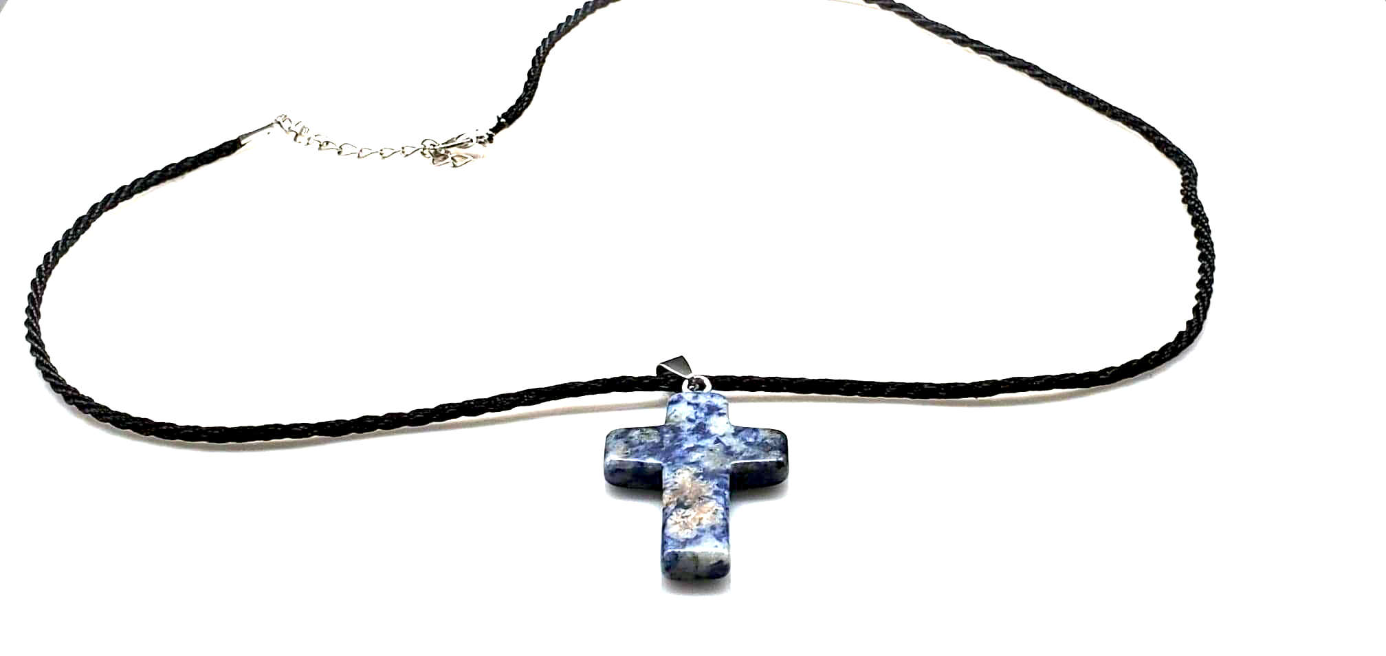 Sodalite Gemstone Cross Necklace 1.6 inch Cross Free Shipping (4377208750174)