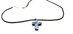 Sodalite Gemstone Cross Necklace 1.6 inch Cross Free Shipping (4377208750174)